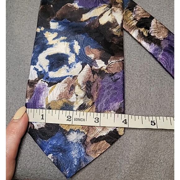 Vintage Etienne Aigner Silk Tie Abstract Fall Art Print Brown Gold GVC - Picture 3 of 5